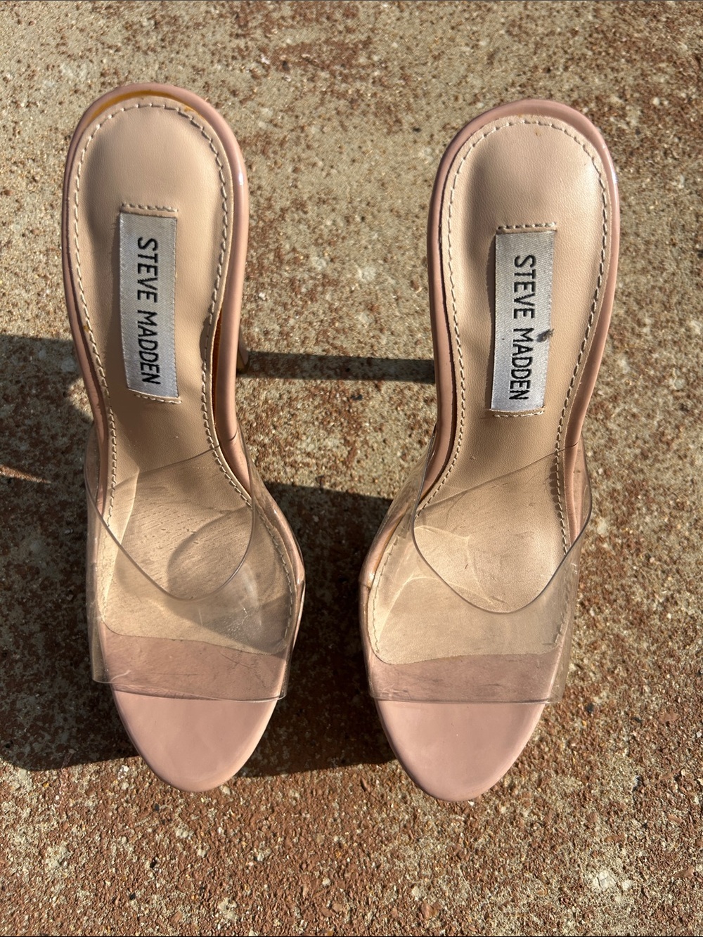 Steve Madden cream Clear-Strap Slide Mules